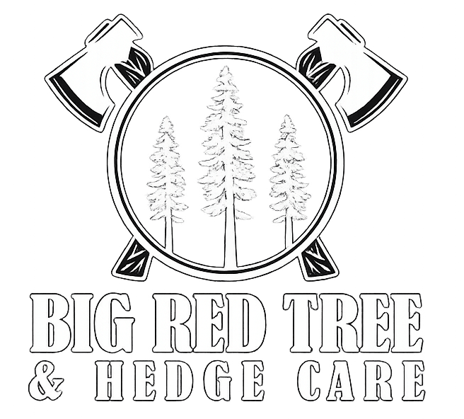 Big red tree & hedge care. logo